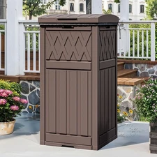 Uforic 36 Gal Outdoor Trash Can,Waterproof Resin Garbage Bin with Fabric Bag