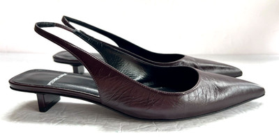 Pierre Hardy Stella Slingback Pumps Heels Sz 37 7 Burgundy Leather Pointed Toe