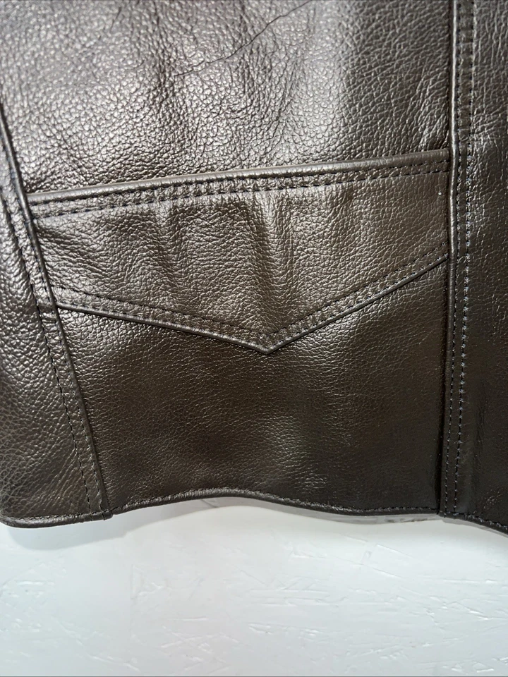 Nuevo Chaleco Western Express Hombre Cuero Marrón 3XL QQ-23 Foto 4 de 4