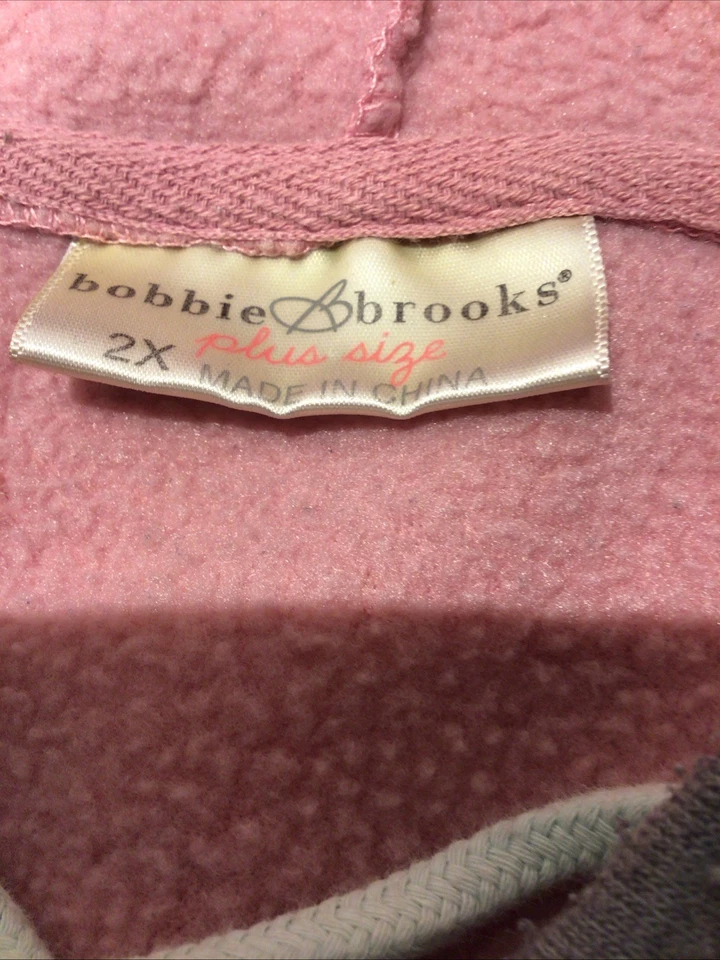 Sudadera con Capucha para Mujer BOBBIE BROOKS Bloques de Colores Gráfico AMOR en Mangas Gris Rosa Talla 2XL Foto 2 de 3