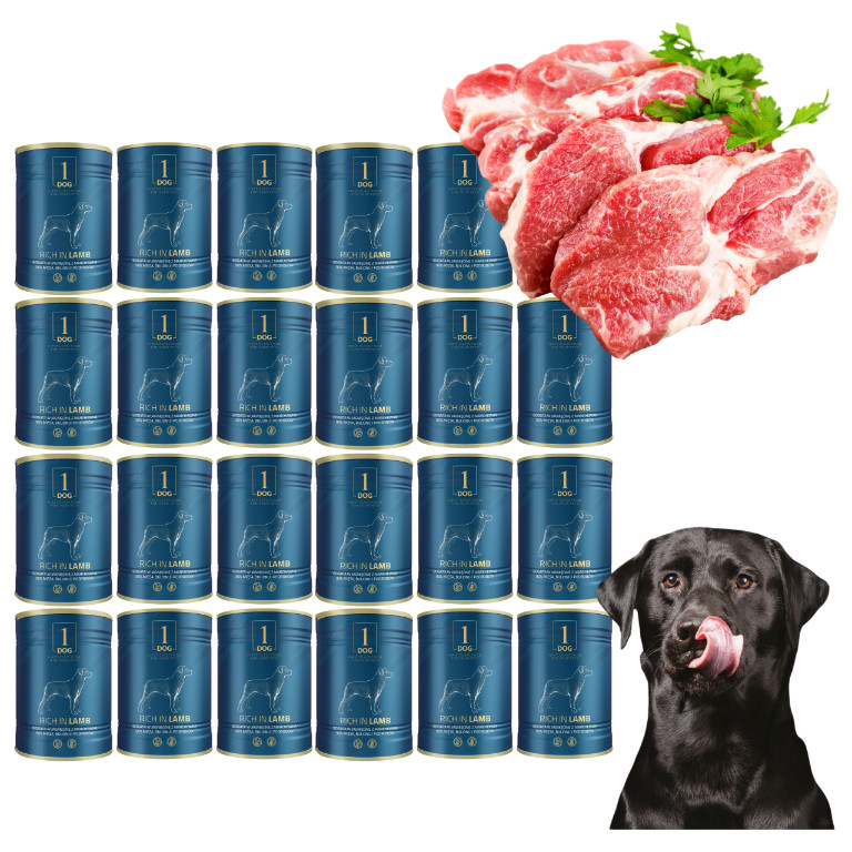 24x800g pienso para perros pienso húmedo rico en cordero sin cereales sin cereales 1dog