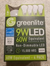 2x4 Packs 9W LED GREENLITE 60Watt Equivalent Soft White bulbs Free Shipping