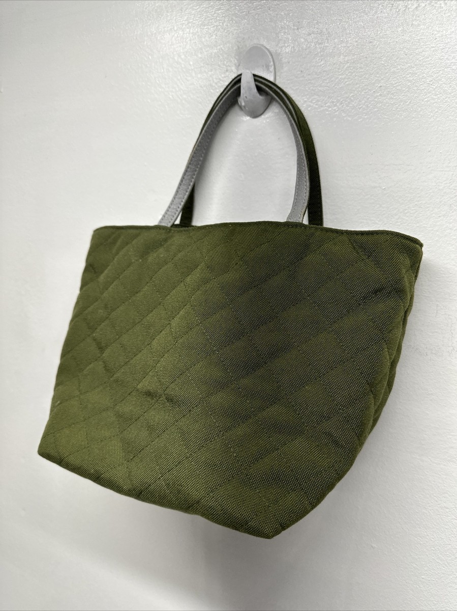 MZ Wallace Metro Purse Shoulder Bag Tote Quilted Fabric Olive