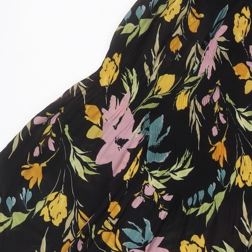 Klass Womens Black Floral Polyester Basic Blouse Size 18 V-Neck - Pleated - Picture 9 of 10
