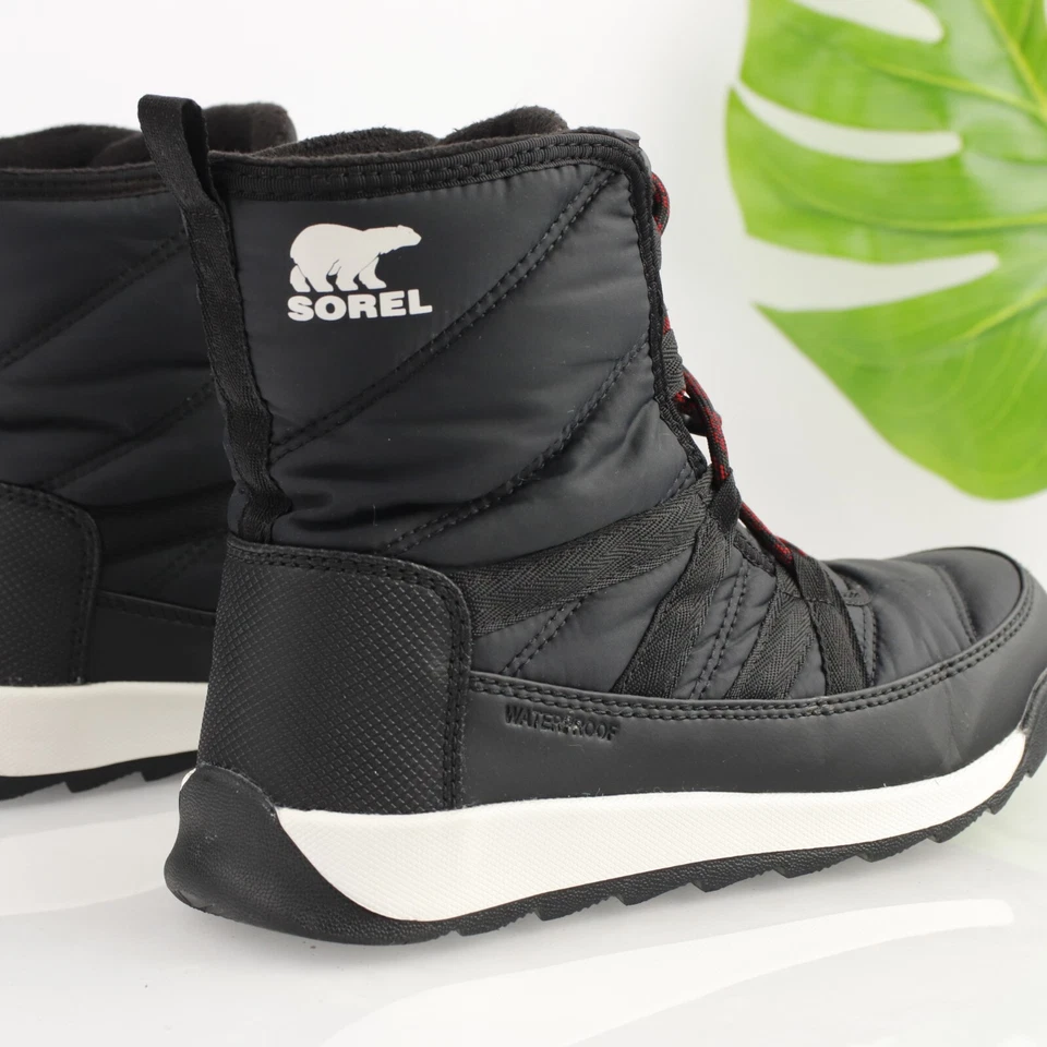 Sorel Womens Whitney Boot Size 7 Black Nylon Quilted Lace Up Bootie Waterproof - Image 4 of 4