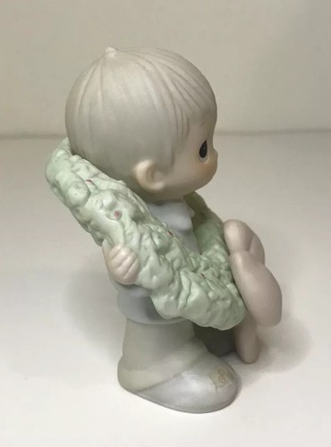 Precious Moments-Boy Wearing Christmas Wreath-Surrounded With Joy-Retired 1989 - Picture 6 of 10