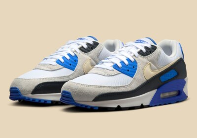 Nike Air Max 90 PRM White Racer Blue Khaki HF3449-100 sz 13 Men's