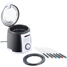 Rosenstein & Söhne Kompakte Tisch-Fritteuse mit Fondue-Set, 0,9 Liter, 840 Watt