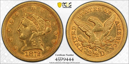 1872S US Coronet Head Quarter Eagle $2.50 Gold Coin -  PCGS XF Detail