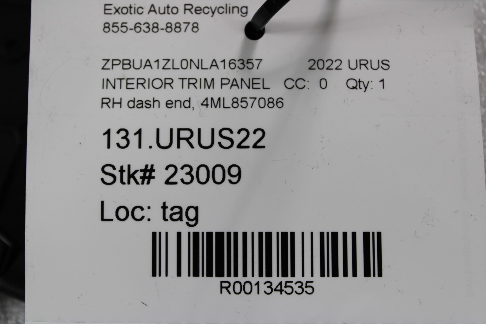 Lamborghini Urus, RH, Right, Dash End, Used, P/N 4ML857086