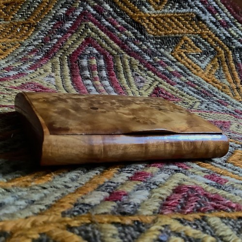 Rose Root Wood Trinket Tobacco Pill Box Snuff Cigarette Antique Black Forest Art - Picture 5 of 9