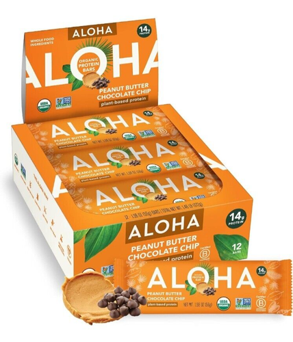 ALOHA Plant Based Protein Bars 12 pk., Peanut Butter Chocolate Chip Exp. 4/9/25