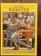 1991 Fleer Mitch Webster Fleer 384 Cleveland Indians “3D” Error NM Baseball Card