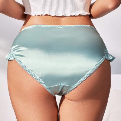 3 Pack Lot Sexy Womens Satin Panties Brief Lingeries Ruffles French Underwear
