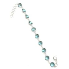 Swiss Blue Topaz Gemstone Handmade 925 Sterling Silver Jewelry Bracelets Sz 7-8"