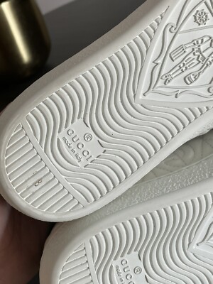 Gucci White Green Quilted Leather Lace Up Low Top Sneakers Mens Sz G8 US Sz 8.5 Gucci White Green Quilted Leather Lace Up Low Top Sneakers  main image 2