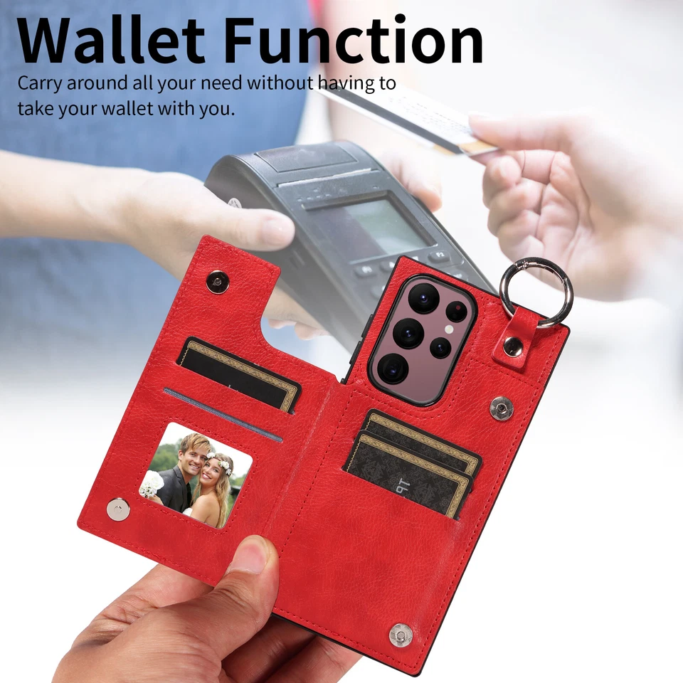 Funda con soporte para anillo de dedo para Samsung Galaxy S21 S22 S23 S24 Ultra cubierta con ranura para tarjeta Foto 4 de 4