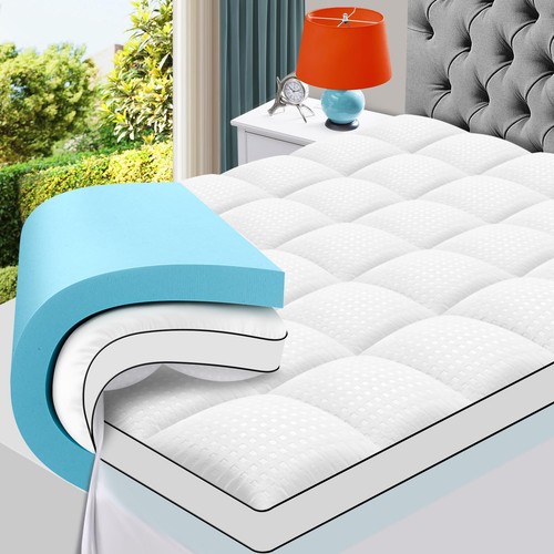 MASVIS Twin Size Dual Layer 4 Inch Memory Foam Mattress Topper 2 Inch Gel Mem...