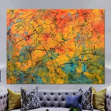 Pollock/Richter style Professional Painting 81” X 62”(6ft 9in)Abstract Modern
