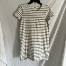 Madewell Gray/White Stripe Short Sleeve Dress Button Back Size S Spring Casual