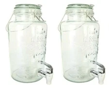 Country Chic 2 Pack Lemonade Dispensers with Lids Spigots Beverage Dispensers