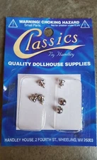 Dollhouse Tiny Knobs Silver Nickel for Door or Drawer Pulls x6 1:12 Scale Modern