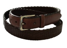 Mens Leather Belt Weave Brown Size 44 Man Made Materials Vegan Faux Leather