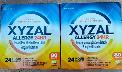 2X XYZAL Allergy 24hr Relief Tablets 80 Count Exp 08/2025+ New Fast Shipping