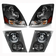 2004-2015 Fit For Volvo VNL Pair of Headlight & Fog light Set w/ Bulbs