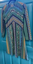 Free People XS Green Black Blue Print Mock Neck Dress Lined