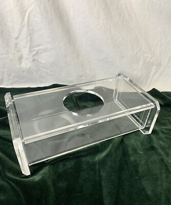 Vintage Lucite Tissue Box MCM Beveled Edges Rectangular Unique Retro