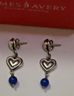 James Avery Retired Lapis Lazuli heart Dangle Earrings