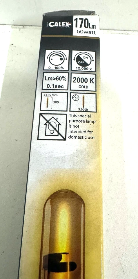 Calex GoldLine - Specials LED Tube Lamp - E27 - 170 Lm/60W - Gold - Fast Post - Image 4 of 4