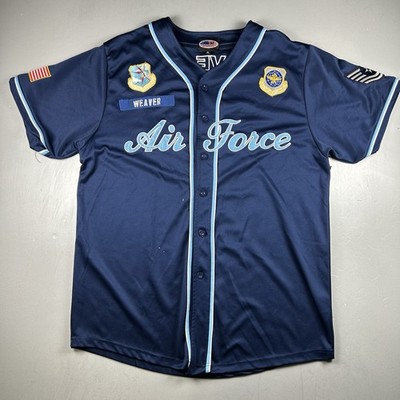 Air Force Jersey Mens Extra Large Blue JWM Baseball ''Above All'' Command Patches
