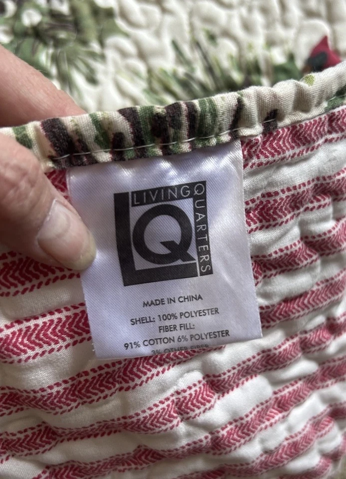 Red Cardinal Living Quarters Quilted  Queen Bedding 2Shams 25"x19" - Image 3 of 4