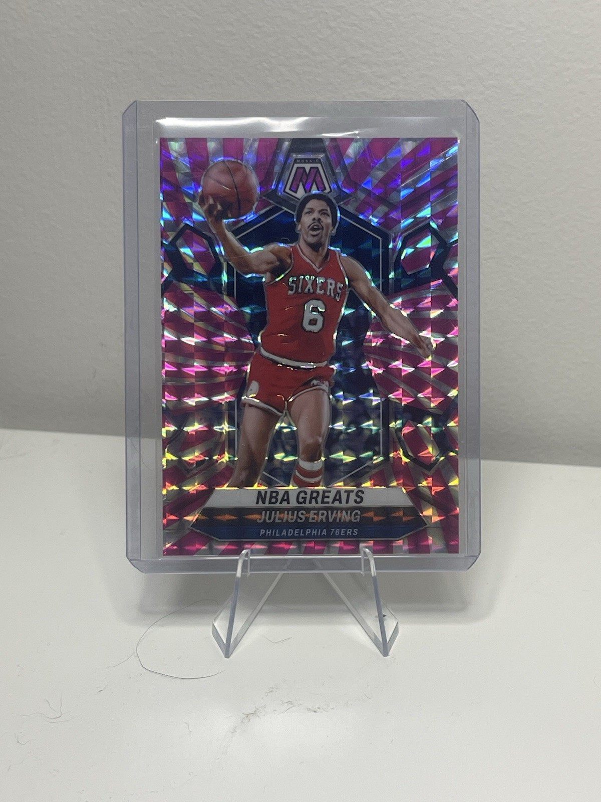 2023-24 Panini Mosaic Julius Erving #292 Pink Swirl Mosaic Prizm /18 🩺🔥