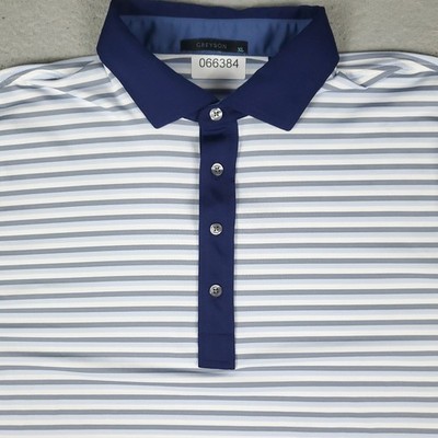 Greyson Polo Shirt Mens Size XL Blue Striped Wolf Golf Short Sleeve