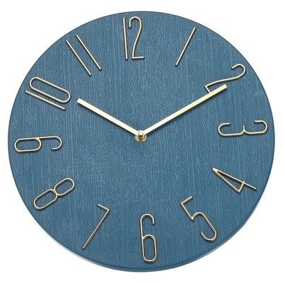 12'' Vintage Wall Clock with Arabic Numerals, Dark Blue