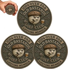 Old Bastards Golf Coin, Over Par Old Bastards Golf Club Coin, Funny Golf Challen