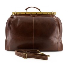 Dreambags Tuscan Leather Large Brown Italian Leather Gladstone Travel bag New