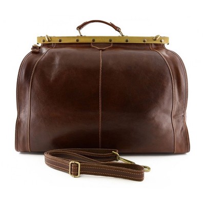 Dreambags Toskanisches Leder groß braun italienisches Leder Gladstone Reisetasche neu