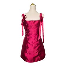 Dolls Kill Current Mood Satin Mini Dress Red Tie Strap Corset Babydoll Size S