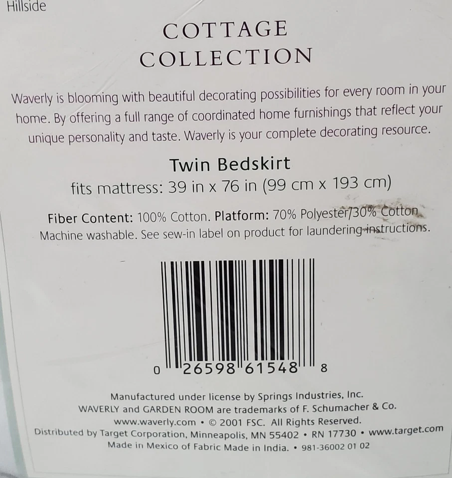 Waverly Garden Room Cottage Collection Polvo Volantes Doble Tamaño Azul/Blanco Cuadros Foto 4 de 4