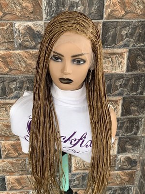 Small Knotless Braided Wig 30'' | Full Lace | Honey Blonde | Ready To Wear