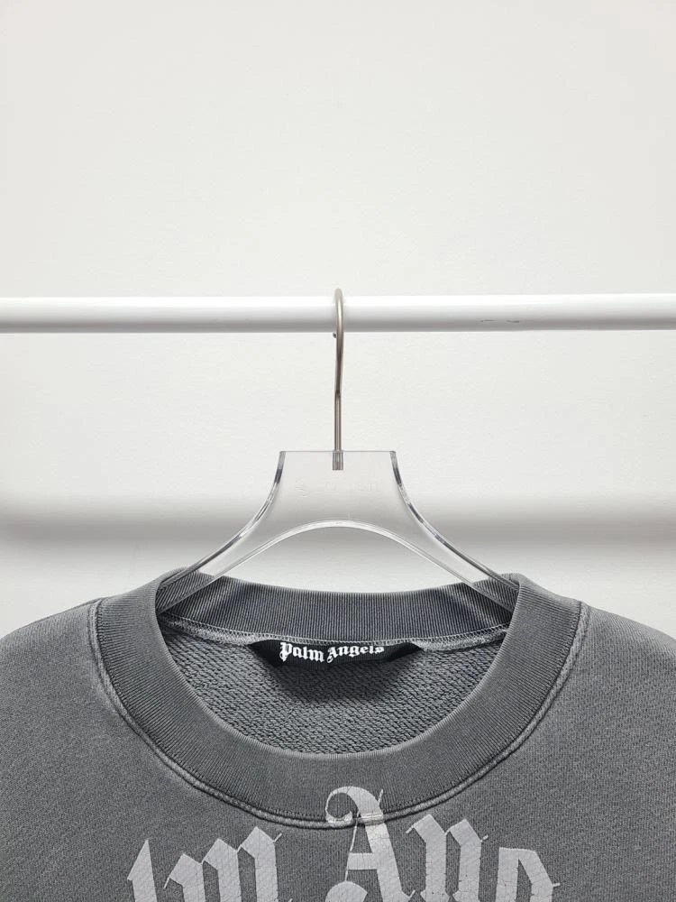 Felpa con logo curvo grigio Palm Angels L 117657575