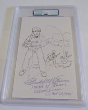 Hershel Williams MOH signed autographed sketch 5x8 PSA Wayne Van Sant comic art
