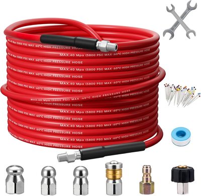 #ad 100FT Sewer Jetter Kit for Pressure Washer1 4 Inch NPT Corner Max Working Press $90.33