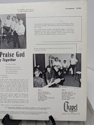 King's Heralds, Faith For Today We'll All Praise God ST-092 Chapel Records Vinyl - Picture 7 of 14