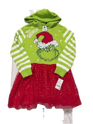 christmas grinch sweater dress Gaudy Garland Sweater Dress: Women's Christmas Outfits