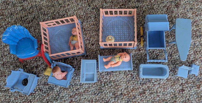 Large Lot 1960s Dollhouse Furniture Renwal Ideal Doll Parts Perfect Blue Red